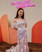 Mermaid Off-the-shoulder Lace Sparkly Prom Dresses With Feathers