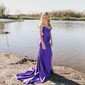 Mermaid Off-the-shoulder Ruched Satin Prom Dresses With Beading