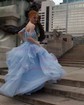 Princess Off-the-shoulder Tulle Ruffle Prom Dresses With Appliques