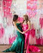 Mermaid Strapless Satin Cut Out Prom Dresses With Ruched
