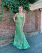 Mermaid One Shoulder Sparkly Sequin Prom Dresses