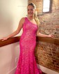 Mermaid One Shoulder Sparkly Sequin Prom Dresses