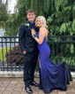 Ivory Mermaid V-neck Jersey Beaded Prom Dresses