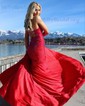 Ivory Mermaid V-neck Jersey Beaded Prom Dresses