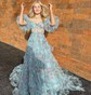 Ball Gown Off-the-shoulder Tulle Floral Prom Dresses With Puff Sleeve