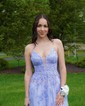 Ball Gown V-neck Tulle Prom Dresses With Appliques