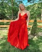 Ball Gown V-neck Tulle Prom Dresses With Appliques