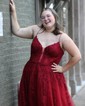 Ball Gown V-neck Tulle Corset Prom Dresses With Appliques