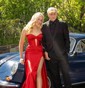 Mermaid Strapless Satin Cut Out Prom Dresses With Ruched