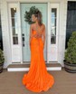 Mermaid V-neck Jersey Backless Prom Dresses With Ruched