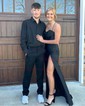 Mermaid Cowl Neck Satin Corset Prom Dresses With Ruched