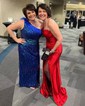 Mermaid Cowl Neck Satin Corset Prom Dresses With Ruched