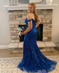 Mermaid Off-the-shoulder Sparkly Sequin Prom Dresses With Appliques
