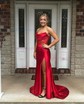 Mermaid Strapless Satin Corset Prom Dresses With Ruched