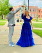 Ball Gown Off-the-shoulder Chiffon Ruffle Prom Dresses With Puff Sleeve
