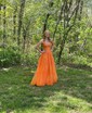 Ball Gown V-neck Tulle Prom Dresses With Appliques