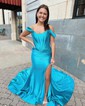 Mermaid Off-the-shoulder Satin Corset Prom Dresses With Ruched