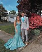Mermaid V-neck Backless Sparkly Sequin Prom Dresses