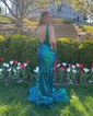 Mermaid V-neck Backless Sparkly Sequin Prom Dresses