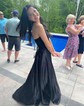 A-line V-neck Satin Prom Dresses With Appliques