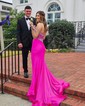 Mermaid One Shoulder Jersey Beaded Prom Dresses With Ruched