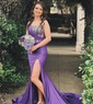 Mermaid One Shoulder Jersey Beaded Prom Dresses With Ruched