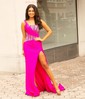 Mermaid One Shoulder Jersey Beaded Prom Dresses With Ruched
