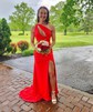 Mermaid One Shoulder Stretch Crepe Cut Out Prom Dresses With Ruched