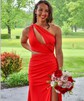 Mermaid One Shoulder Stretch Crepe Cut Out Prom Dresses With Ruched