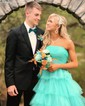Ball Gown Strapless Tulle Ruffle Tiered Prom Dresses