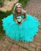 Ball Gown Strapless Tulle Ruffle Tiered Prom Dresses
