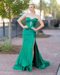 Mermaid Strapless Satin Cut Out Prom Dresses With Ruched
