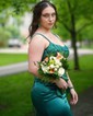 Mermaid Scoop Neck Satin Prom Dresses With Appliques