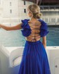 A-line V-neck Chiffon Prom Dresses With Ruched