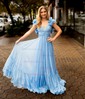 A-line V-neck Chiffon Prom Dresses With Ruched