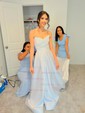 Ball Gown/Princess V-neck Satin Sweep Train Wedding Dresses With Split Front