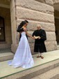 Ball Gown/Princess V-neck Satin Sweep Train Wedding Dresses With Split Front