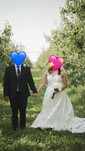 Ball Gown/Princess V-neck Satin Sweep Train Wedding Dresses With Split Front