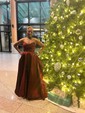 Ball Gown/Princess V-neck Satin Sweep Train Wedding Dresses With Split Front