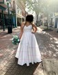 Ball Gown/Princess V-neck Satin Sweep Train Wedding Dresses With Split Front
