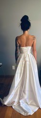 Ball Gown/Princess V-neck Satin Sweep Train Wedding Dresses With Split Front