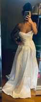 Ball Gown/Princess V-neck Satin Sweep Train Wedding Dresses With Split Front