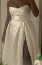 Ball Gown/Princess V-neck Satin Sweep Train Wedding Dresses With Split Front