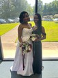Ball Gown/Princess V-neck Satin Sweep Train Wedding Dresses With Split Front
