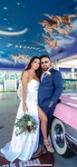 Ball Gown/Princess V-neck Satin Sweep Train Wedding Dresses With Split Front