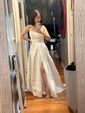 Ball Gown/Princess V-neck Satin Sweep Train Wedding Dresses With Split Front