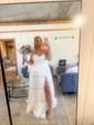 Ball Gown/Princess V-neck Satin Sweep Train Wedding Dresses With Split Front
