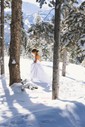 Ball Gown/Princess V-neck Satin Sweep Train Wedding Dresses With Split Front