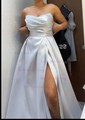 Ball Gown/Princess V-neck Satin Sweep Train Wedding Dresses With Split Front