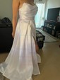 Ball Gown/Princess V-neck Satin Sweep Train Wedding Dresses With Split Front